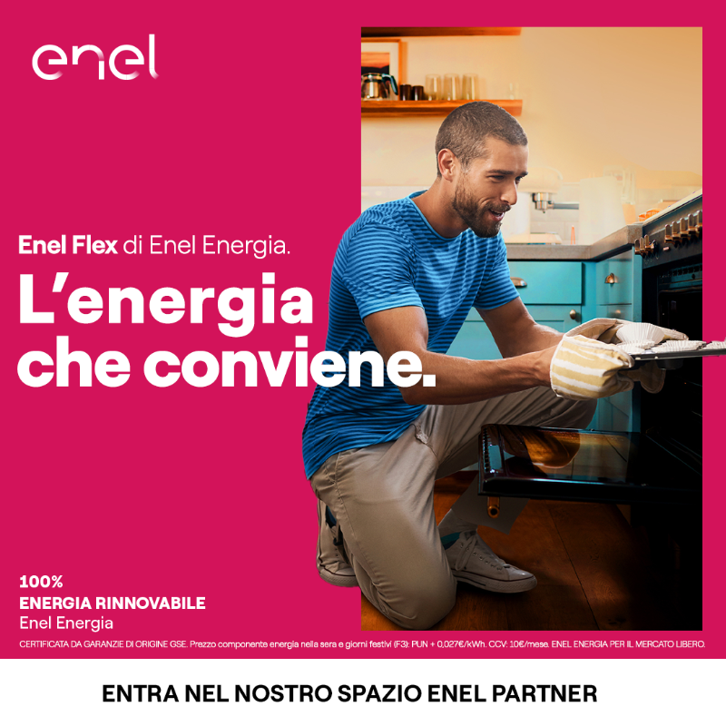 Scopri Enel Flex, l’offerta trioraria che ti fa risparmiare la sera e nei giorni festivi. Flessibile e digita-le, si adatta ai cambiamenti del mercato. Vieni a trovarci nel nostro Spazio Enel Partner per saperne di più! 