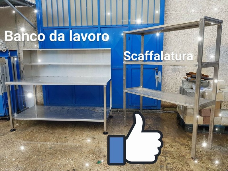 Banco da lavoro e scaffalutura in acciaio INOX