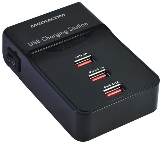 Carica Batterie Mediacom USB multiplo 3 USB 3A Nero €12,90