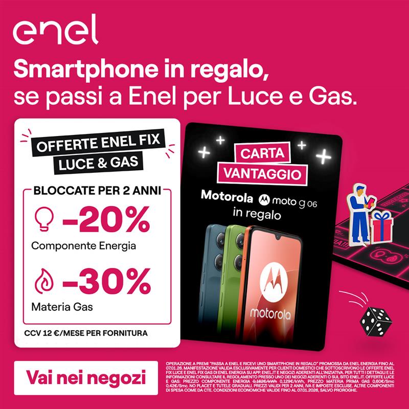 Smartphone in REGALO se passi ad Enel per luce e gas