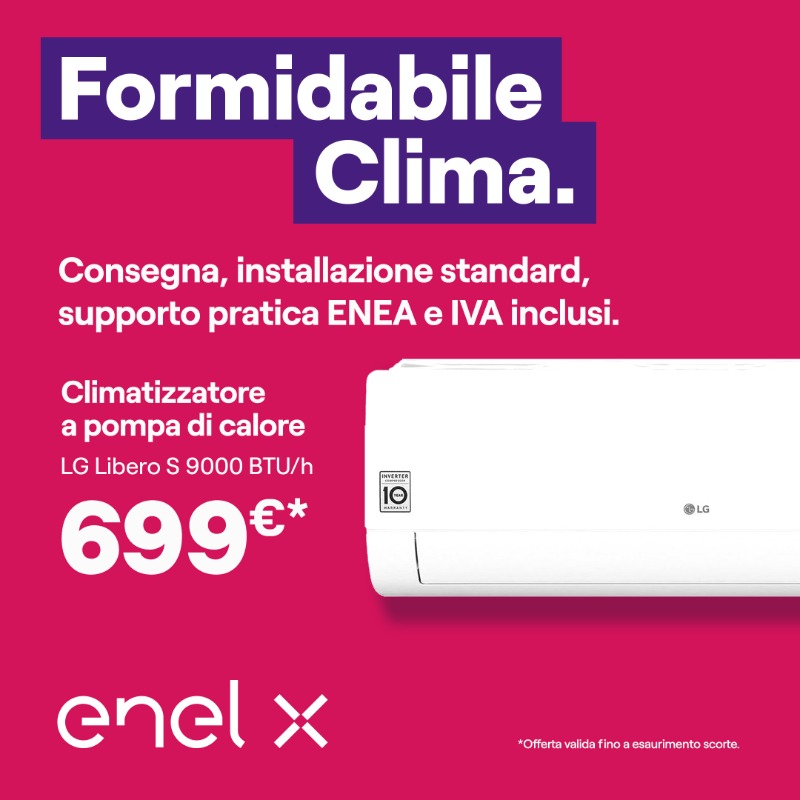 Scopri i vantaggi di un’offerta Formidabile. Climatizzatore a pompa di calore con consegna, installazione standard e supporto pratica ENEA inclusi nel prezzo. In più hai la possibilità di usufruire delle detrazioni fiscali previste dalla normativa vigente fino al 65%. 
