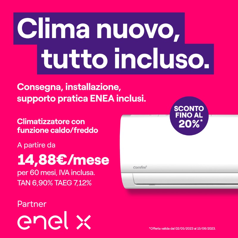 Approfitta degli sconti fino al 20%* sulla nostra gamma di climatizzatori con funzione caldo/freddo: consegna e installazione sono sempre inclusi! E se sostituisci il tuo impianto di riscaldamento invernale potrai recuperare fino al 65% in detrazioni fiscali. Ti aspettiamo nel nostro #EnelXStore di via Vanvitelli 47, Mercato San Severino